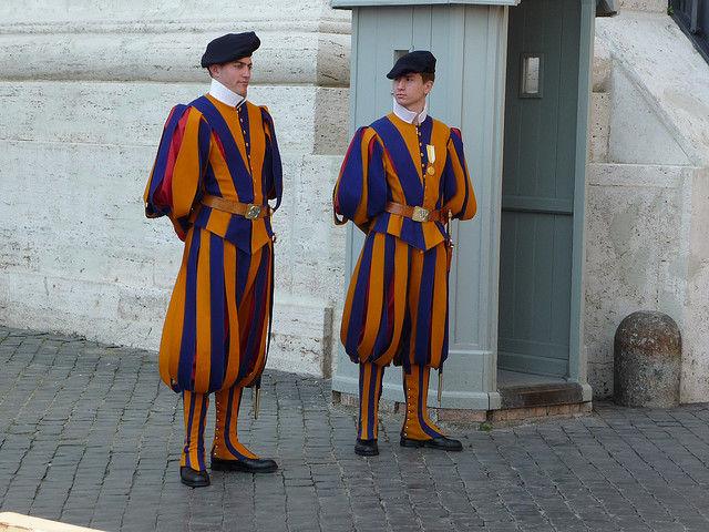 Two Vatican guards in traditional uniform. Image by BIGtrip